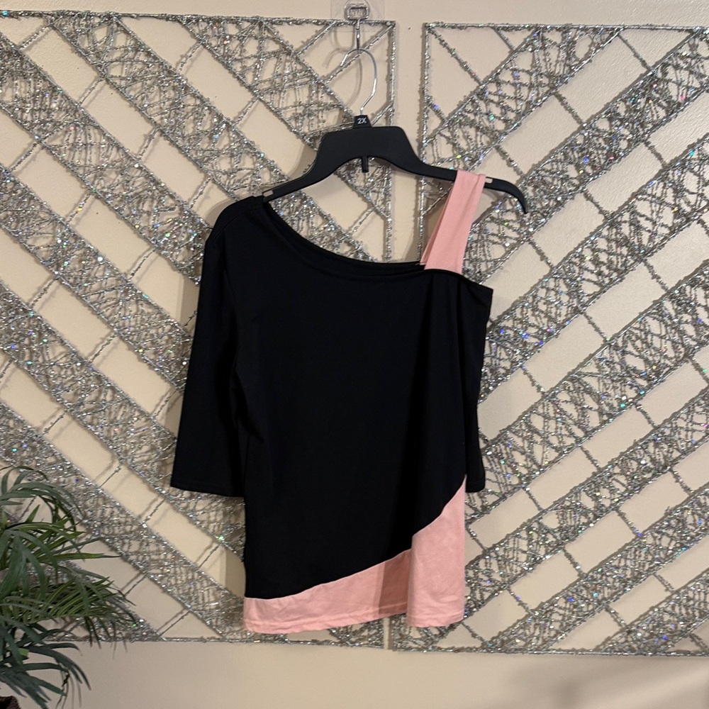 Black and Pink Asymmetrical Top